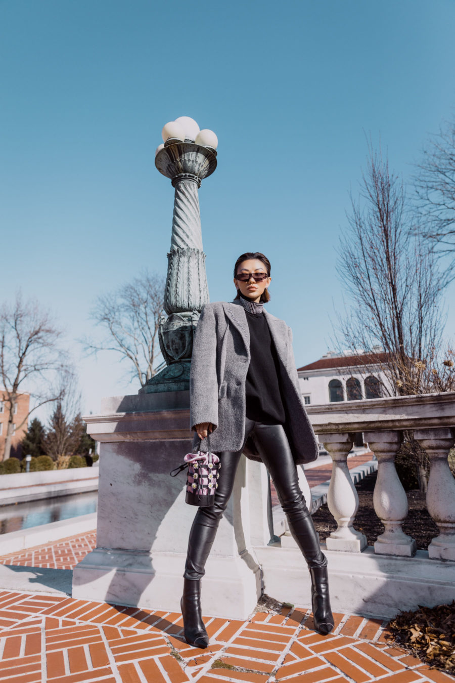 fashion blogger jessica wang wears smart investment pieces featuring alexander wang blazer and rhinestone sweater // Notjessfashion.com