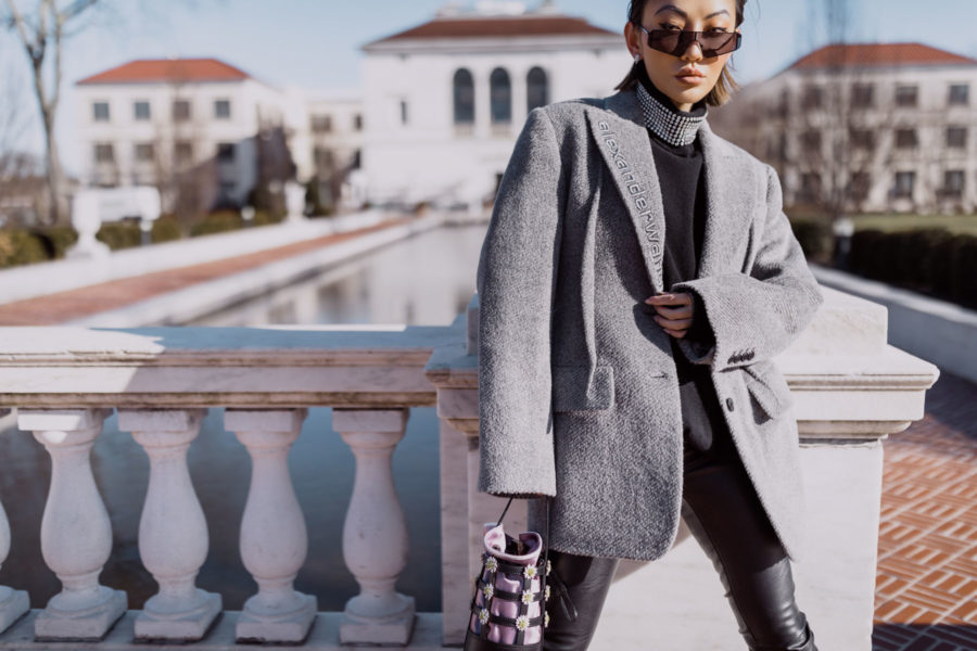 fashion blogger jessica wang wears smart investment pieces featuring alexander wang blazer and alexander wang rhinestone sweater // Notjessfashion.com