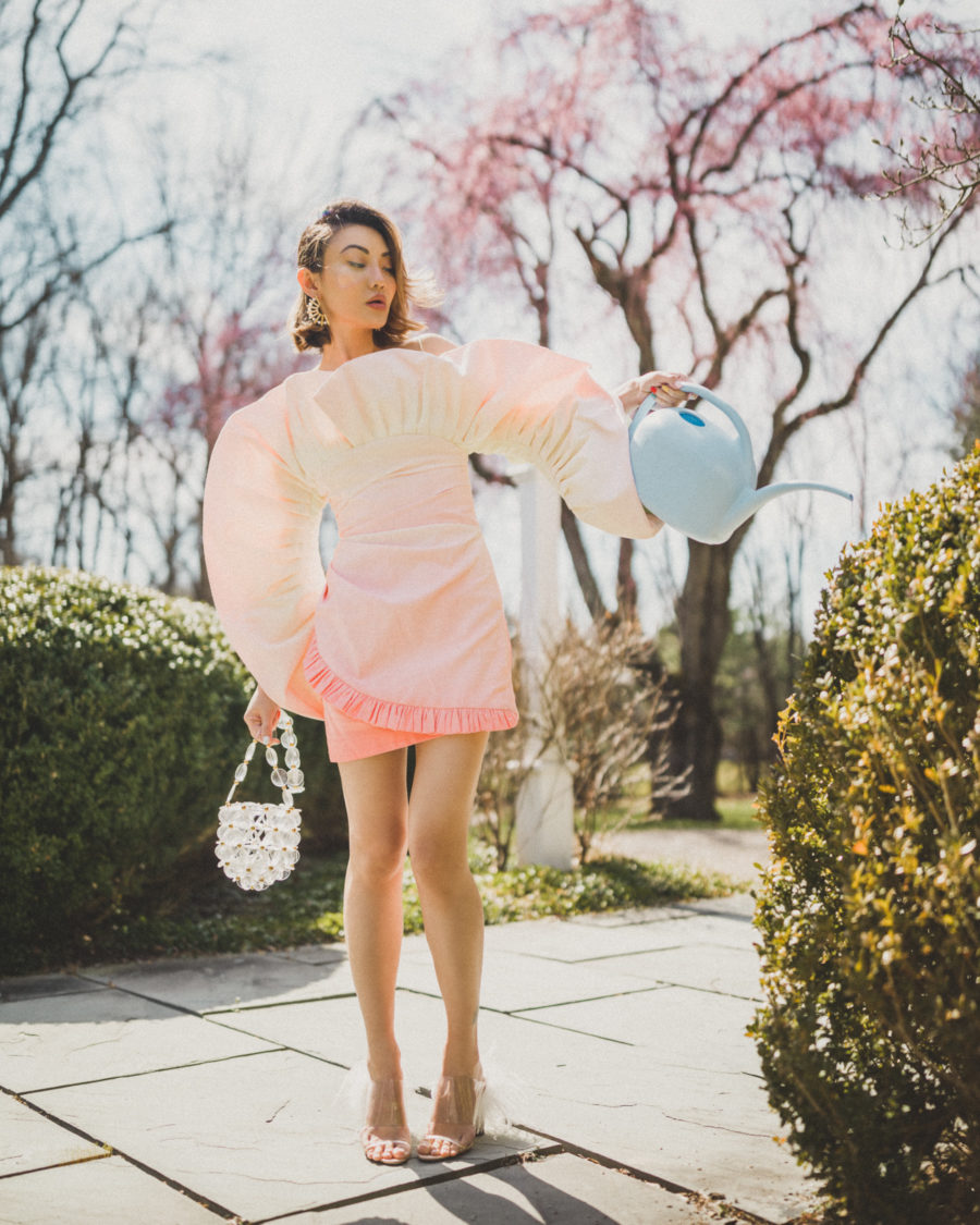 Jessica Wang wearing a ruffled mini dress while sharing her favorite spring home refresh // Jessica Wang - Notjessfashion.com