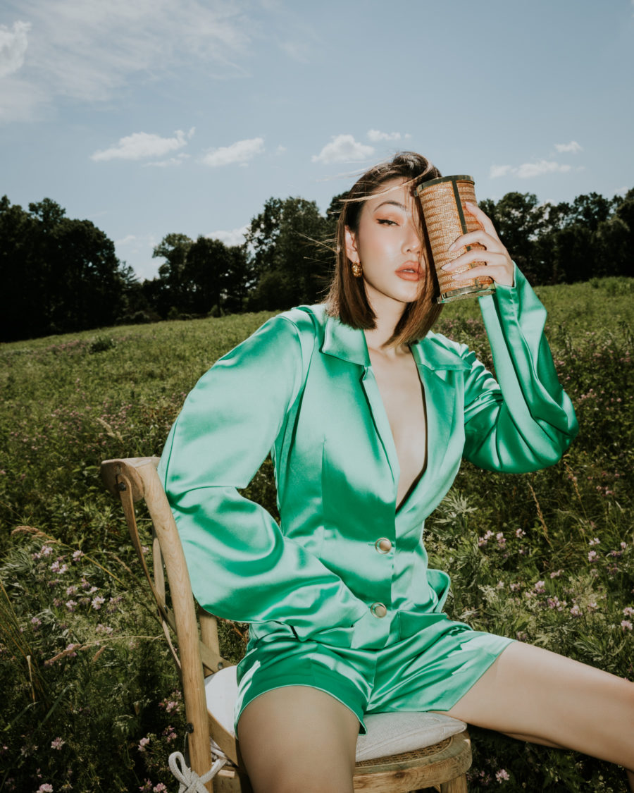 jessica wang wearing a green romper // Jessica Wang - Notjessfashion.com