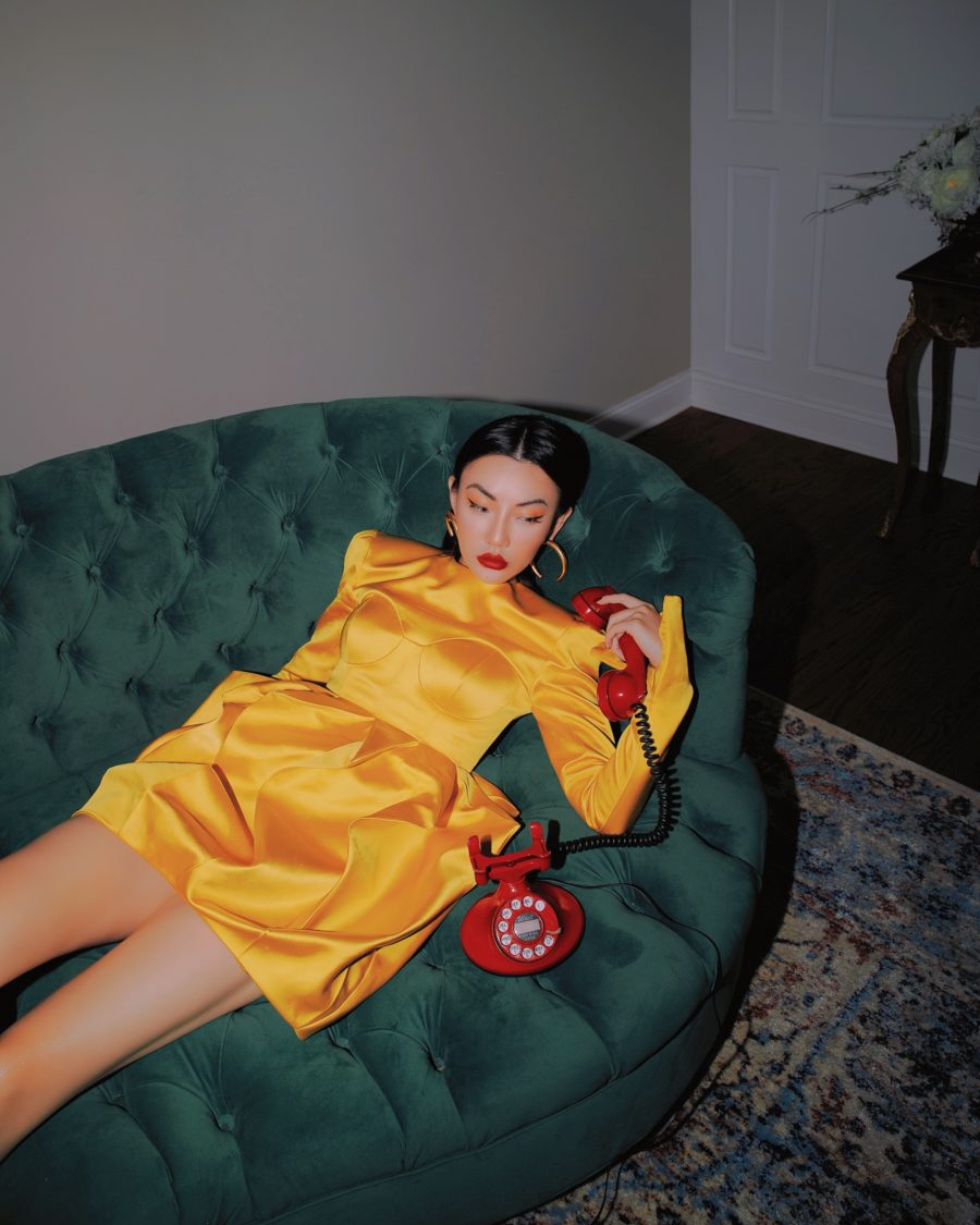 jessica wang wearing yellow balmain dress with malone souliers heels // Jessica Wang - Notjessfashion.com