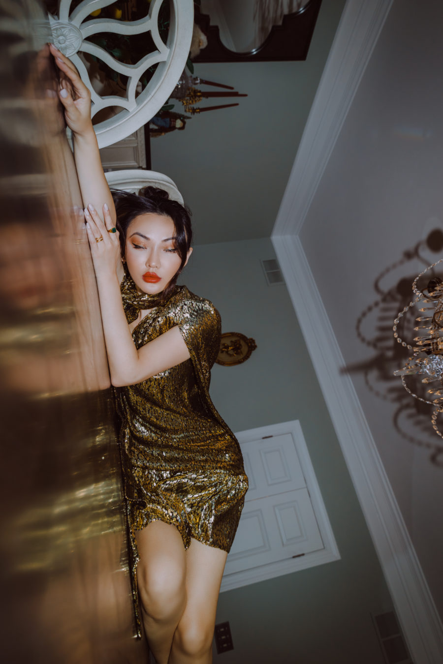 jessica wang wears a sparkly gold dress for new years eve // Jessica Wang - Notjessfashion.com