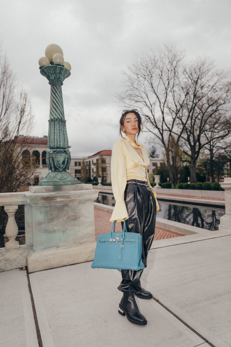 jessica wang carries a blue hermes birkin from her favorite designer sale // Jessica Wang - Notjessfashion.com