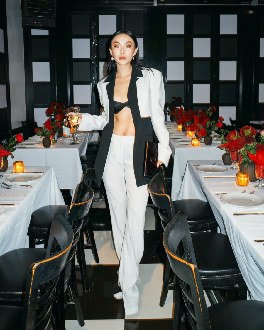 Jessica Wang wearing ashlyn new york suit set while sharing fall trends under 100 // Jessica Wang - Notjessfashion.com