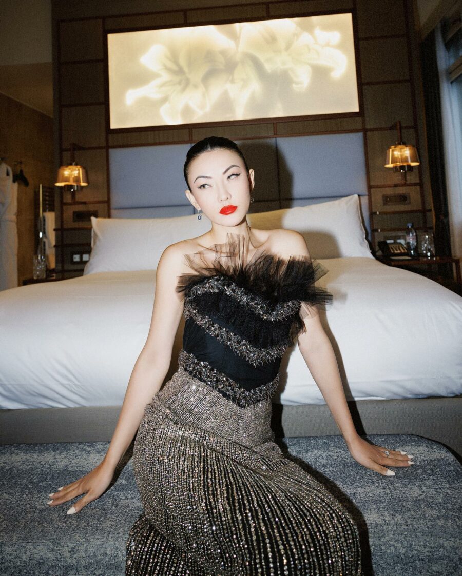 Jessica Wang wearing a sequin Alberta Ferretti gown while sharing beauty products under $50 // Jessica Wang - Notjessfashion.com