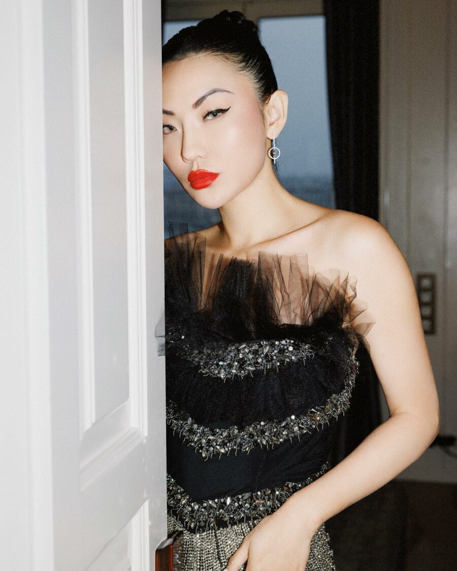 Jessica Wang wearing a sequin Alberta Ferretti gown while sharing beauty products under $50 // Jessica Wang - Notjessfashion.com