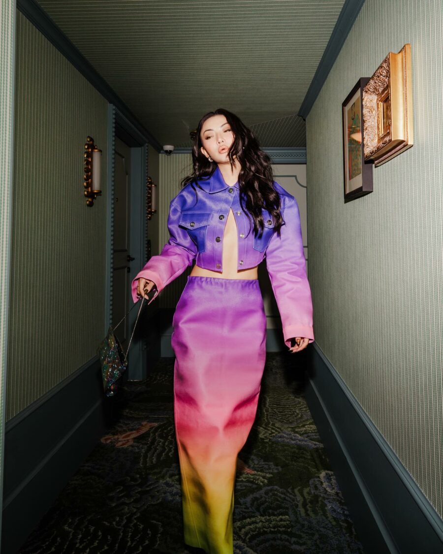 Jessica Wang wearing a purple ombre maxi skirt // Jessica Wang - Notjessfashion.com